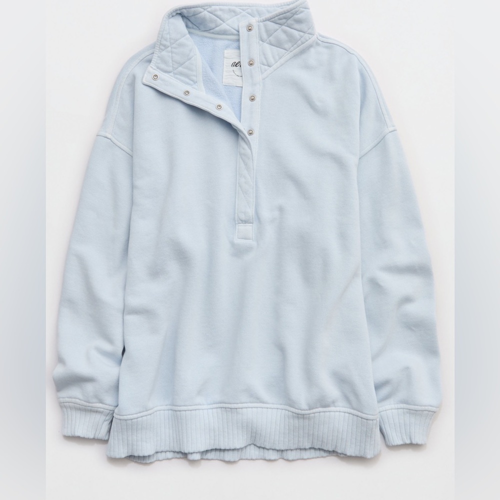 Aerie Oh Snap! Cloud Wash Blue Pullover Sweatshirt Sz XL, NWT - Picture 6 of 6